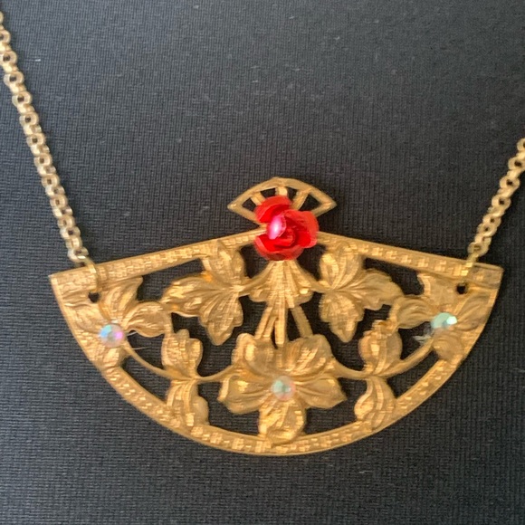 Necklace fan brass filigree - Picture 2 of 9